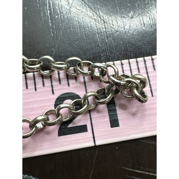 Crown Premier Designs Long Chain Necklace Silver Tone Textured Chunky Geometric - Picture 5 of 7